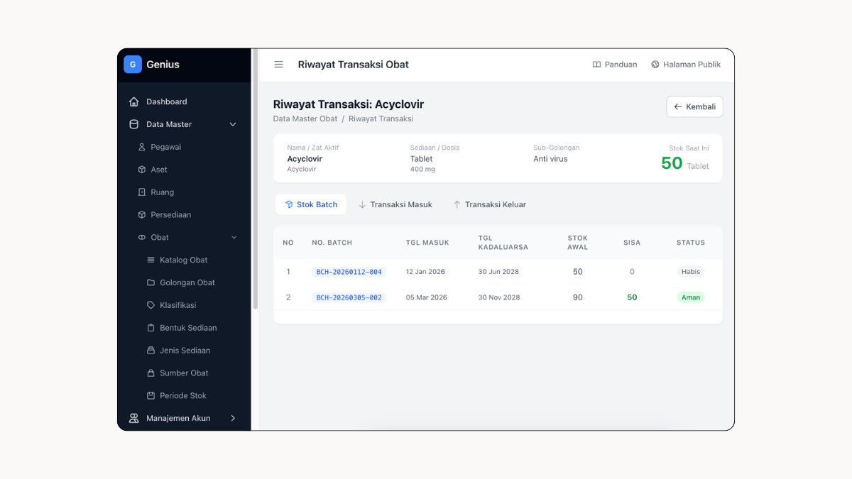 Genius — Pharmaceutical Inventory System